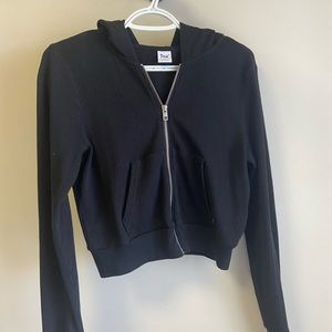 Aritzia TNA Black Cropped Zip Up Hoodie
